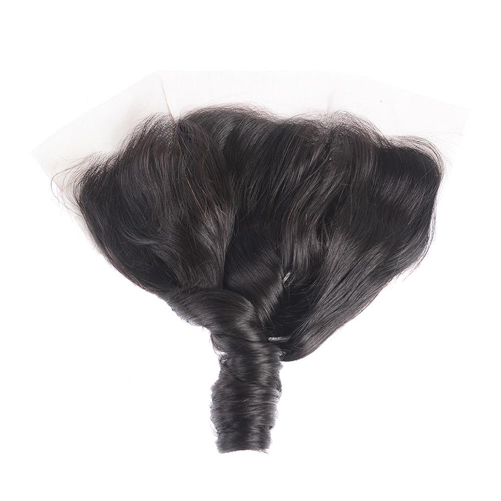 10A Grade 3/4 Straight Bouncy Curl Fumi Human Hair bundles with 4x4 Cl